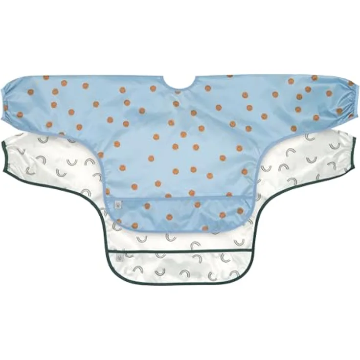 LÄSSIG Baby Langarmlätzchen Set (2 St.) zum Binden Auffangschutz/Long Sleeve Bib Happy Rascals Smile