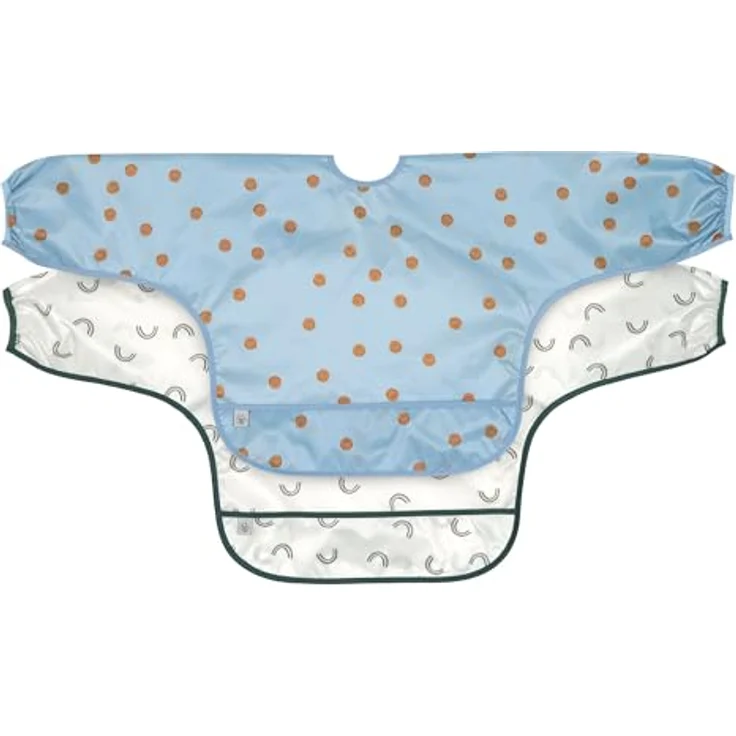 LÄSSIG Baby Langarmlätzchen Set (2 St.) zum Binden Auffangschutz/Long Sleeve Bib Happy Rascals Smile – Bild 1