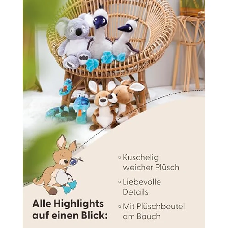 Nici Kuscheltier Wild Friends, Känguru Kelly 21 cm stehend - Plüsch-Känguru mit recycelten Materialien – Bild 5