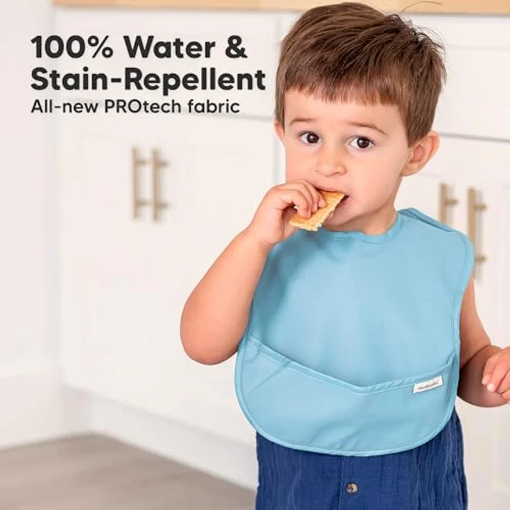 KeaBabies Presto 3er-Pack Wasserdichte Lätzchen mit Auffangschale, Abwaschbar und Schmutzabweisend, für Babys von 6 bis 36 Monaten, Ocean – Bild 2