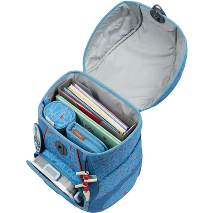 DerDieDas Schulranzen ErgoFlex Tiny Superflash, 6-teiliges Set mit großem Hauptfach, komfortablen Trägern, robustem Material, Blue Ice hellblau – Bild 5