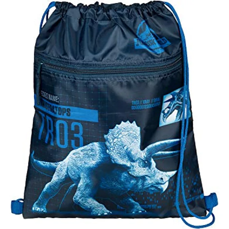 Undercover JURP7240 - Schuhbeutel mit Sicherheitsverschluss, Jurassic World, Turnbeutel mit Reißverschlusstasche ca. 32 x 41 cm