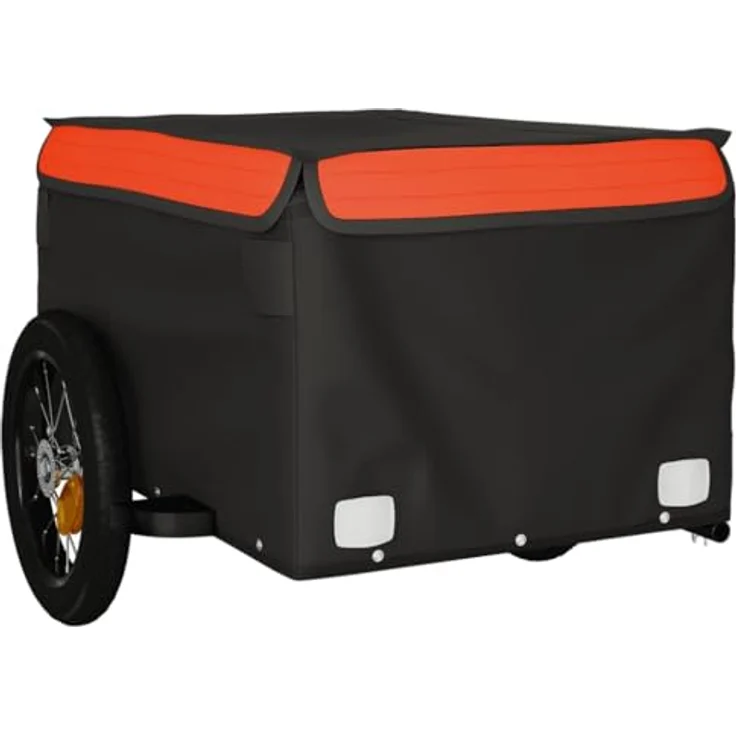 vidaXL Fahrradlastenanhänger Fahrradanhänger Schwarz und Orange 30 kg Eisen, Robuster Lastenanhänger für den Transport schwerer Güter – Bild 4