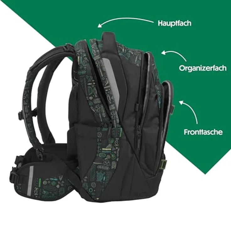 coocazoo Schulranzen MATE, ergonomisch, größenverstellbar, mit EASY GROW SYSTEM, 3 Fächer, nachhaltig aus recycelten PET-Flaschen – Bild 3