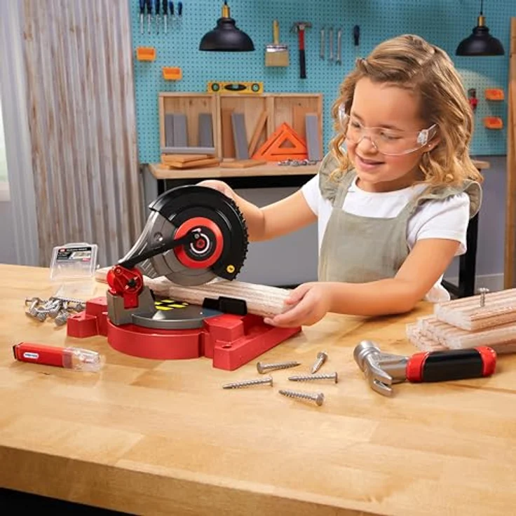 Little Tikes® Kinder-Säge Creative Construction - Kappsäge mit realistischen Werkzeugelementen, inklusive Schutzbrille und abwischbarem Marker – Bild 4