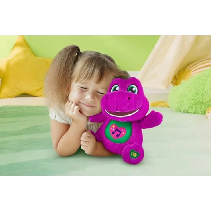 Barney – Sing-mit-mir-Barney, Plüsch 25 cm mit Geräuschen, 10 Sätze und 5 Lieder in 5 Sprachen, für Kinder ab 2 Jahren, JGT51 – Bild 2