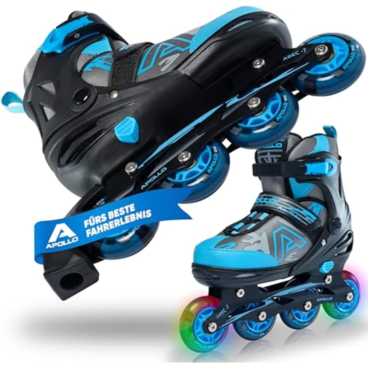 Apollo Champion, größenverstellbare Inliner für Jungs und Mädchen ab Größe 31, für Damen und Herren bis Größe 42, hochwertige Inline Skates für Kinder und Erwachsene mit LED Rollen, in Pink, Mint, Blau, Grün oder Schwarz – Bild 1