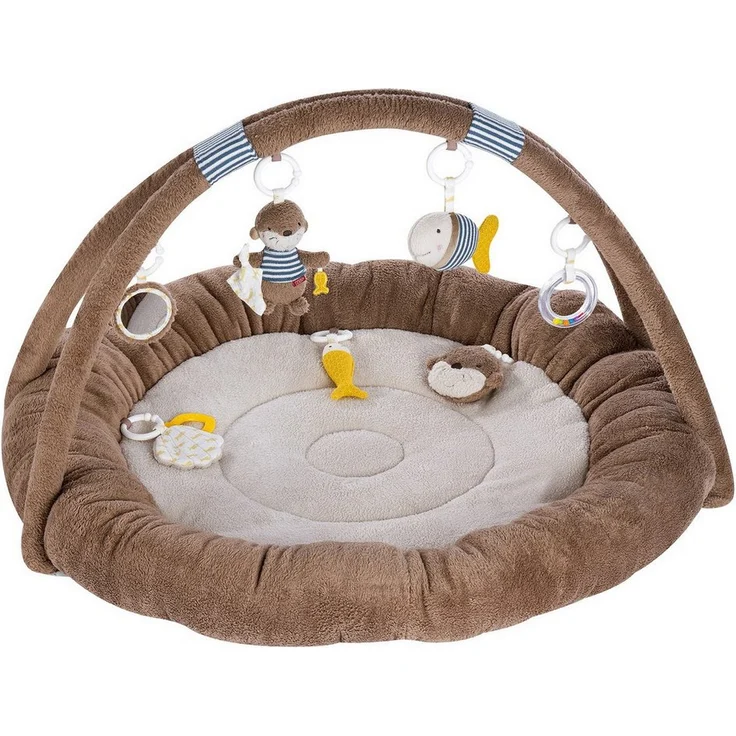 Fehn Otter Theo 3-D-Activity-Nest Spielbogen, besonders weich und gepolstert, Otter Braun/Sand, für Babys ab 0+ Monaten – Bild 1