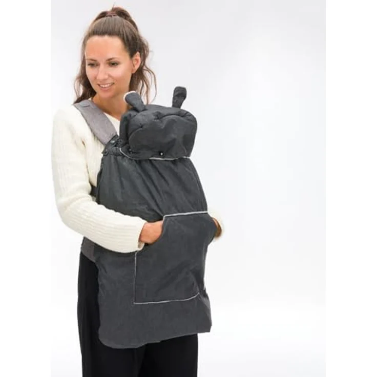 Fillikid Tragecover für Babytragen, wind- & wasserabweisender Wetterschutz mit Fleece-Innenfutter, Kapuze & Handwärmer-Tasche, universal passend – Bild 3