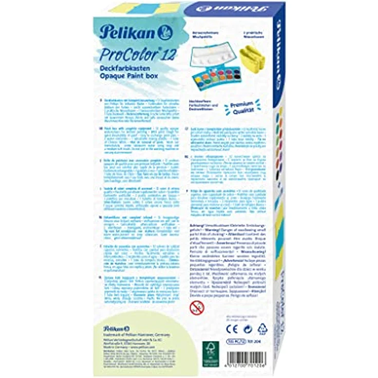 Pelikan Farbkasten ProColor®, Türkis/Neongelb, 12 Farben mit Deckweiß und herausnehmbarer Mischpalette – Bild 6