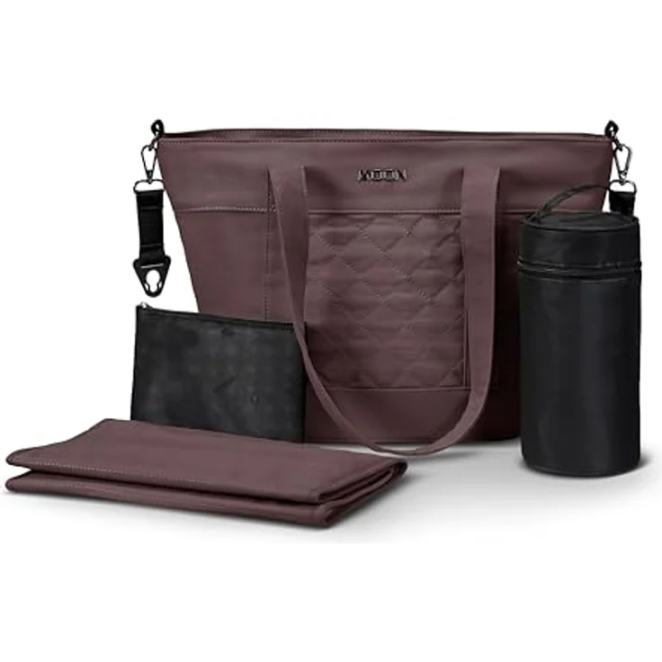 MOON Wickeltasche V-Shape tonka, 15 L Fassungsvermögen, inklusive Wickelunterlage und Flaschentasche, vegan Lederoptik – Bild 4