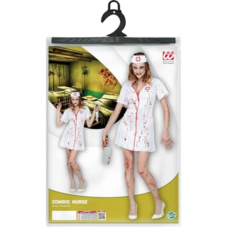 W WIDMANN MILANO Party Fashion - Kostüm Zombie Krankenschwester, Minikleid mit Blutflecken, Größe XS, Weiß – Bild 5