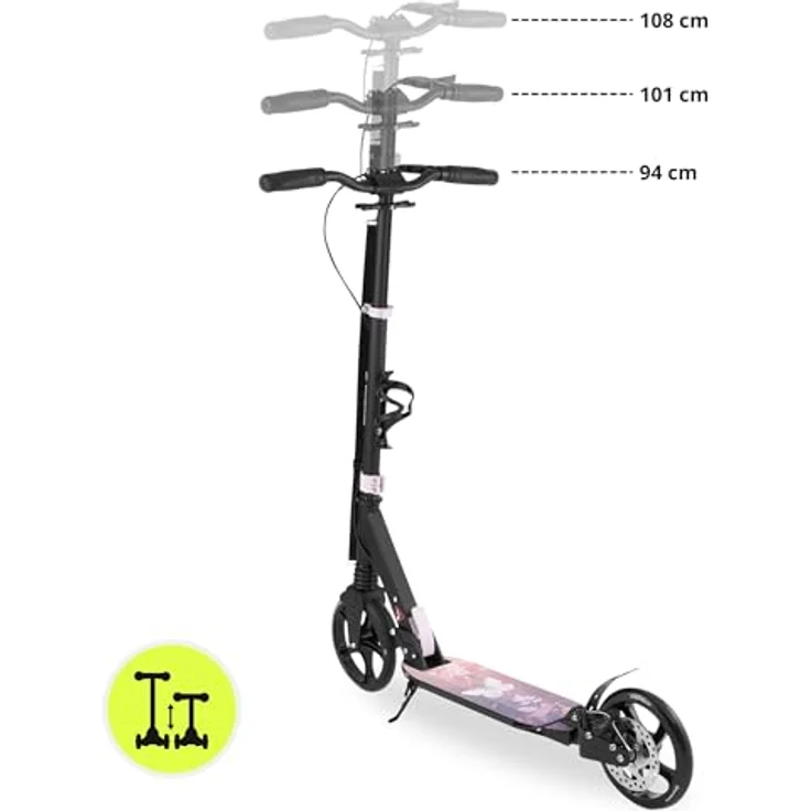 HyperMotion Skyline Black Scooter, faltbarer Aluminium-Scooter mit Federung, 20 cm Rädern & Tragegurt, für Erwachsene und Kinder, 15KM/s – Bild 8