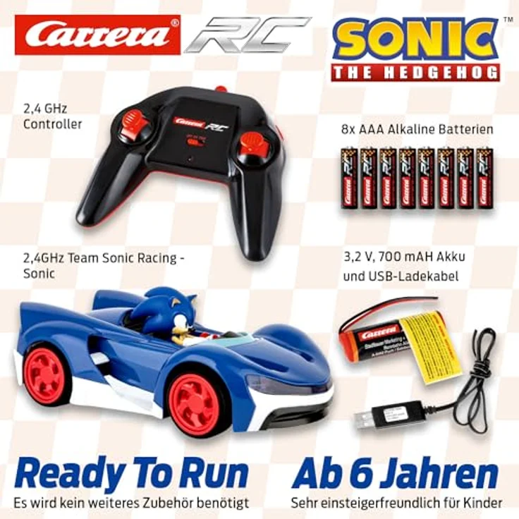 Carrera Team Sonic Racing Sonic, Ferngesteuertes Auto, Auto, Rennfahrzeug, Carrera RC CARS, 2,4GHZ, 370201061 – Bild 7