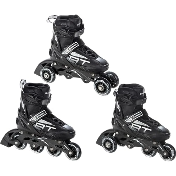 RAVEN Profession 3in1 Inlineskates Triskates Rollschuhe Inliner, verstellbar für Kinder und Erwachsene (Black, 38-42 (25cm-27,5cm)) – Bild 1