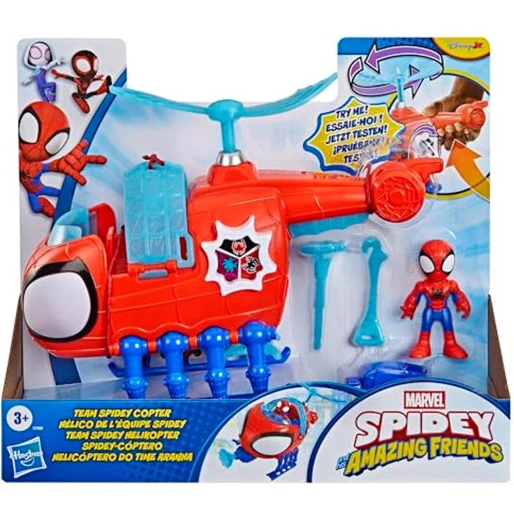 Spidey and his Amazing Friends Team Spidey Helikopter, Action-Figur (7,6 cm) mit Projektil-Starter und drehbaren Rotorblättern, Superhelden-Spielzeug für Kinder ab 3 Jahren – Bild 2