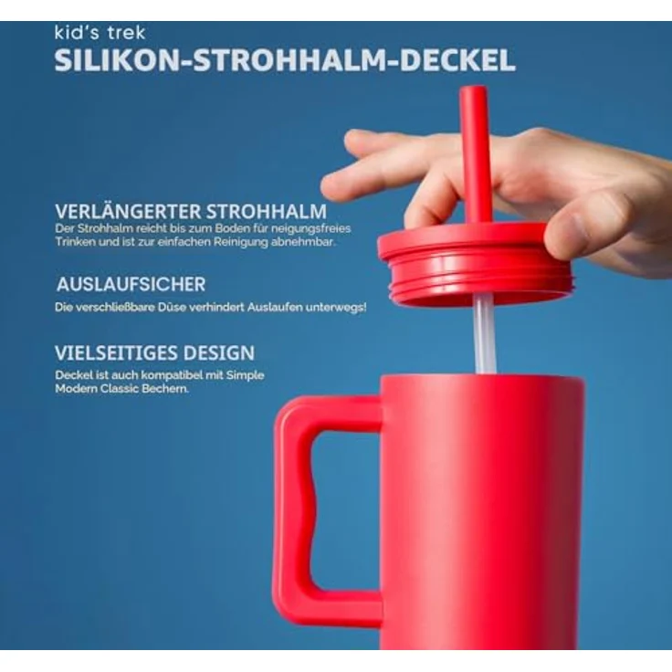 Simple Modern Trek Thermobecher, 710ml Edelstahl mit Silikonstrohhalm und Griff, Isolierter Eiskaffee-Reisebecher, Asteroid – Bild 4