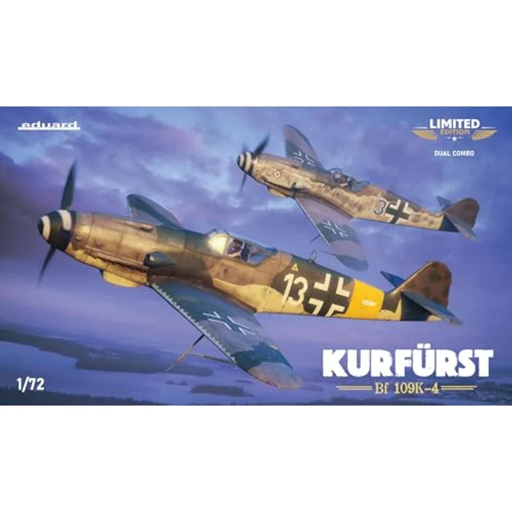 Eduard Edualdo 1/72 Dual Combo Limited Edition Coahurst Bf109K Modellbausatz, Kunststoff mit 9 Markierungen (8x Deutschland, 1x Italien) und Ätzteilen – Bild 2