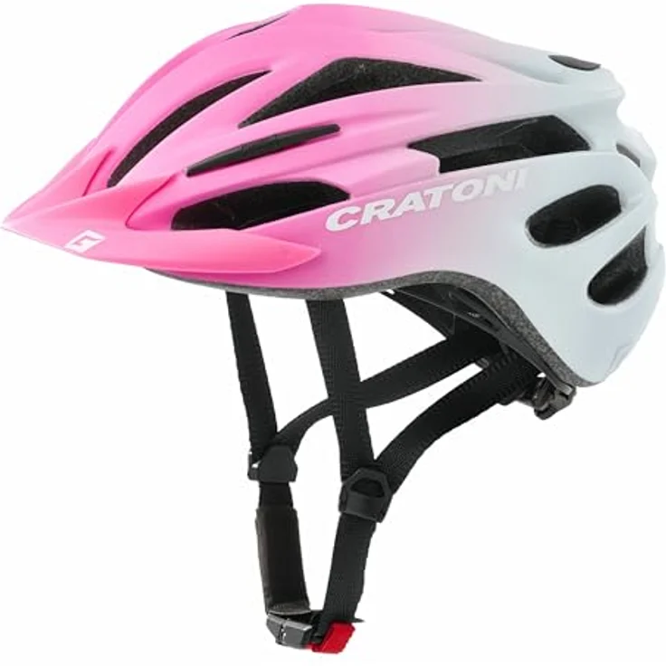 Cratoni Fahrradhelm Pacer JR Mountainbike Jugendhelm Allroundhelm, XS/S (49-55 cm), pink-White, leicht mit Rücklicht