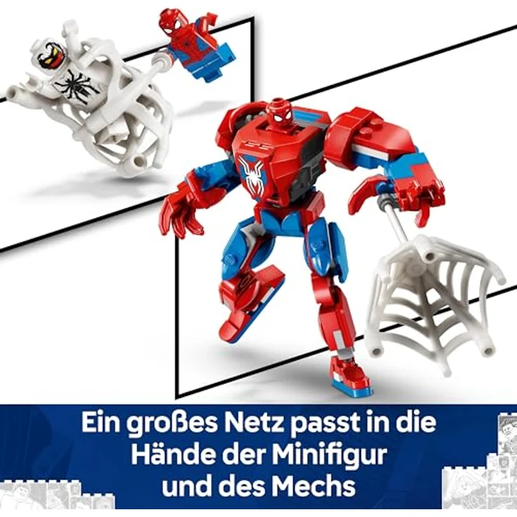 LEGO Marvel Spider-Man Mech vs. Anti-Venom - Superhelden Spielzeug mit beweglichen Armen, Beinen und Fingern - Geschenk für Kinder ab 6 Jahren 76308 – Bild 4