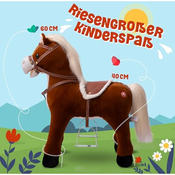 Pink Papaya Stehpferd zum draufsitzen | 60cm Spielpferd zum Reiten Max | Pferd zum Reiten für Kinder mit Sound | Sattel Pferd, Rosa – Bild 4