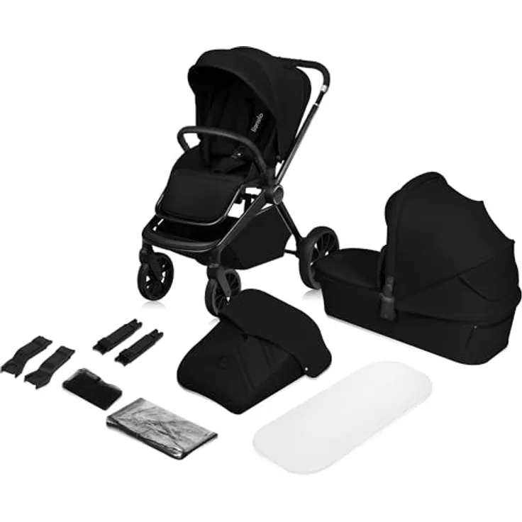 Lionelo MIKA PLUS 2-in-1 Buggy, AiryDots, Rückenlehne und Füße verstellbar, bis 22 kg, XXL-Verdeck