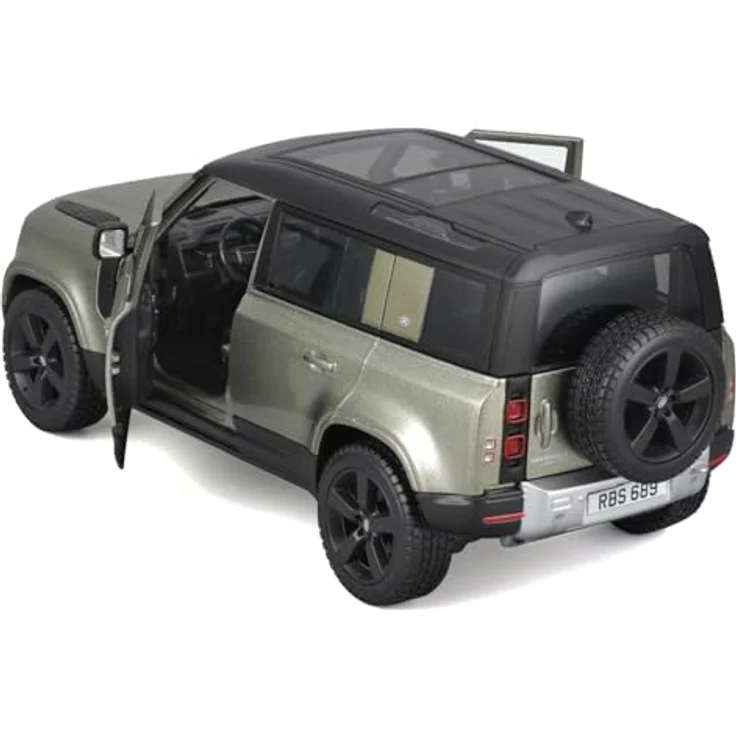 Bburago Land Rover Defender 110 (2022), Maßstab 1:24 Diecast Replica mit zu öffnenden Türen, grün oder grau metallic, offizielle Land Rover-Lizenz – Bild 3