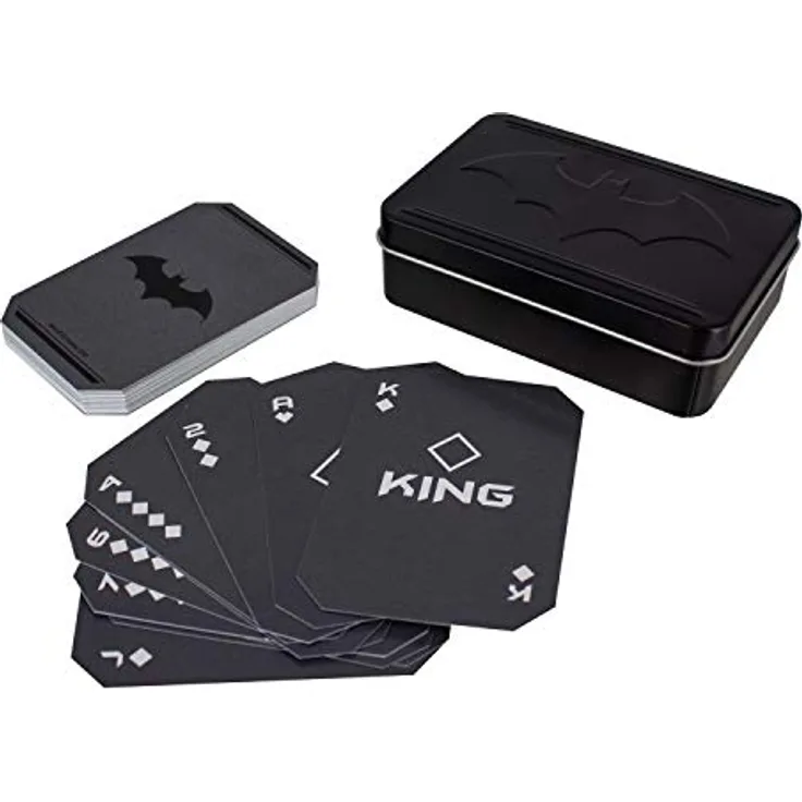 Paladone Batman Spielkarten | Set mit 52 Stück | Ideal für Spiele, Poker & Blackjack | Inklusive geprägter Aufbewahrungsdose für Sammler
