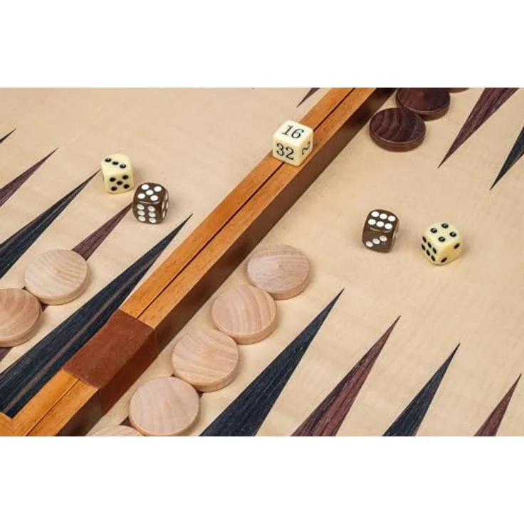 Philos Backgammon Symi groß, Brettspiel mit Magnetverschluss und Holzintarsien, Ebenholz- und Sandelholzoptik – Bild 5