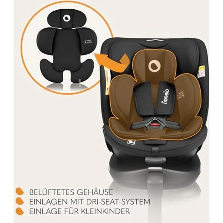 lionelo Autokindersitz NAVY I-SIZE, 360° EasyTurn-Drehbasis, 40-150cm, rückwärtsgerichtet bis 105 cm – Bild 5