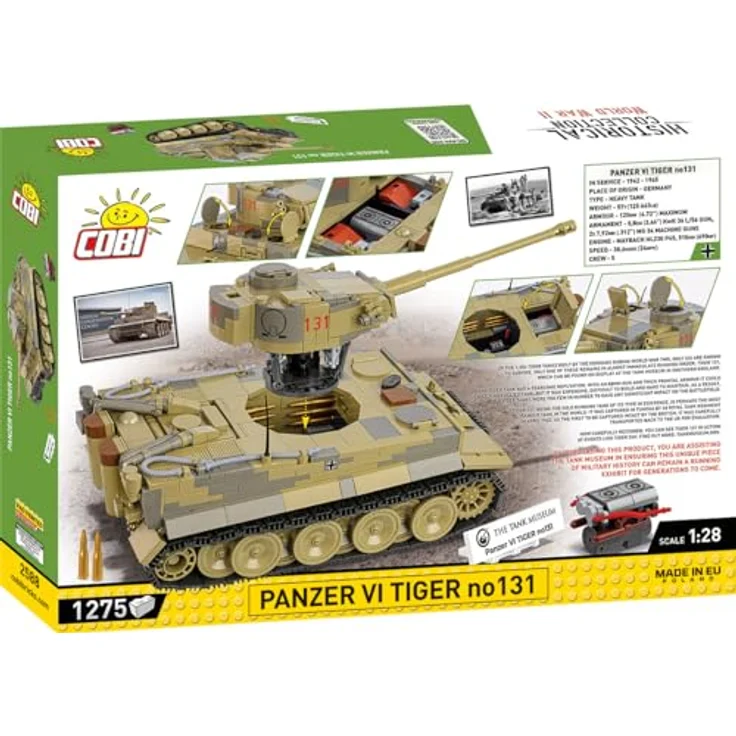 Cobi Panzer VI Tiger I no 131, Klemmbausteinset mit 1.275 Elementen, beweglichen Teilen und originalgetreuer Farbgebung – Bild 11
