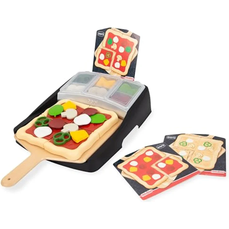 Casdon Ooni Pizza-Belagstation, Spielzeug-Pizza-Belagstation für Kinder ab 3 Jahren, mit 24 Pizzabelägen und Rezeptkarten – Bild 1