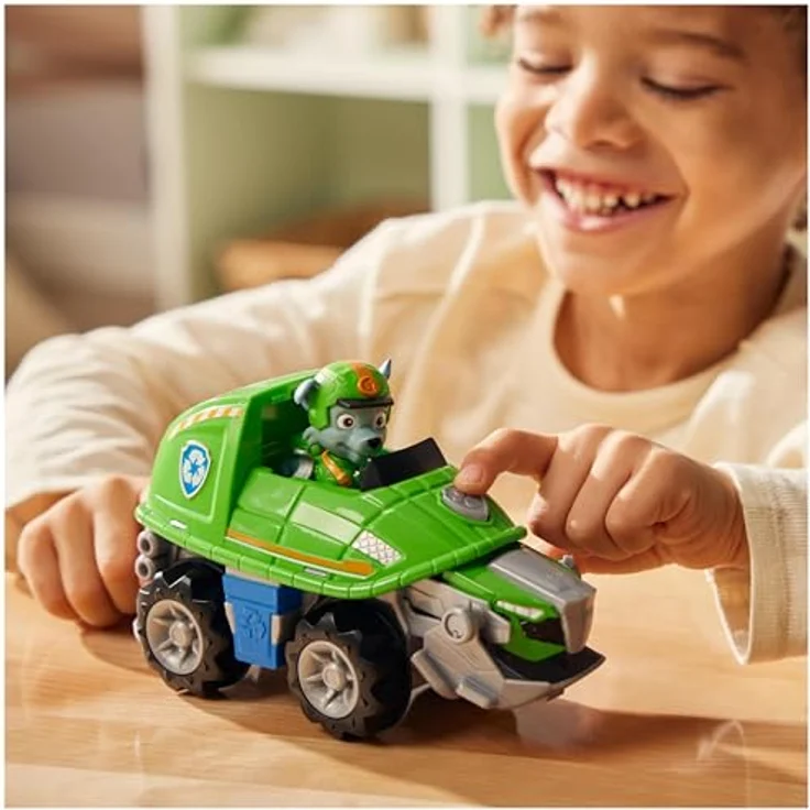 Spin Master Paw Patrol Jungle Pups, Spielzeug-Auto Rocky mit Schildkröten-Maul und stacheligem Schwanz, grün – Bild 7