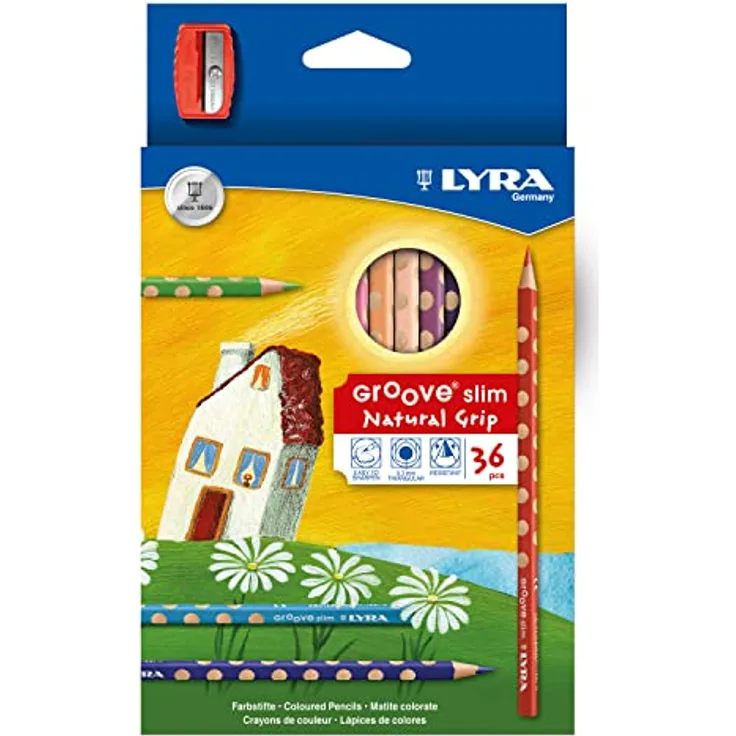 LYRA 2821360 Groove slim 36-er Kartonetui mit Spitzer, Sortiert