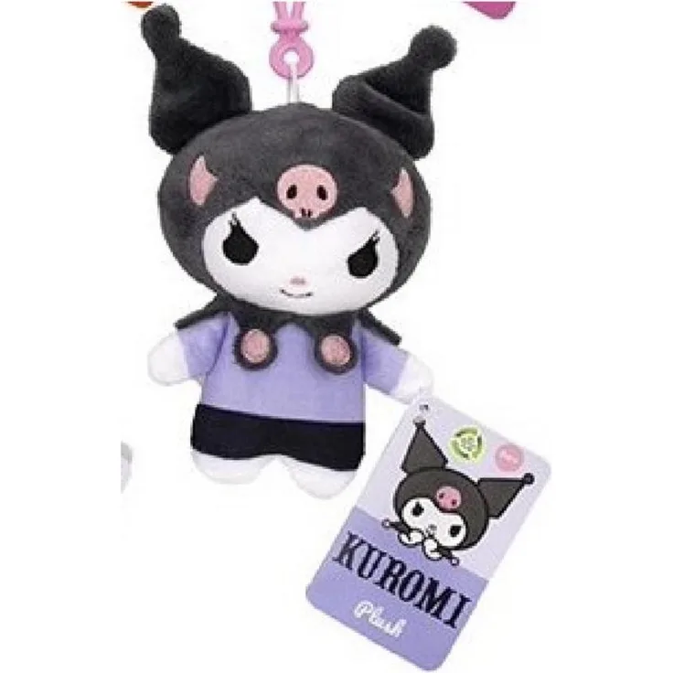 SANRIO Hello Kitty Plüschtier Bagclip XXL (12 cm) mit Halloween-Motiv, schwarz-lila, kuscheliges Stofftier für Kinder und Anime-Fans
