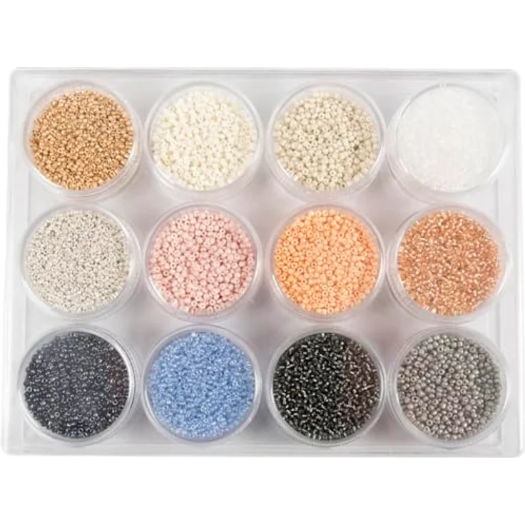 Creativ Company Rocaille Saatperlen, 15/0 Glasperlen in sanften Farben, 12 x 15g – Bild 2
