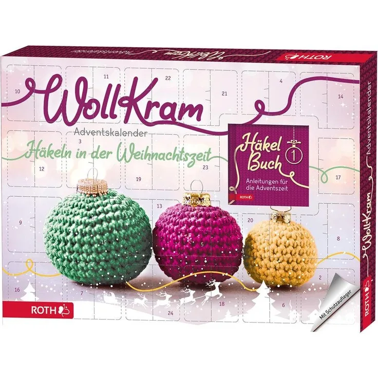 Roth Adventskalender WollKram, mit Garnknäule, Häkelnadel und Füllmaterial, für Erwachsene