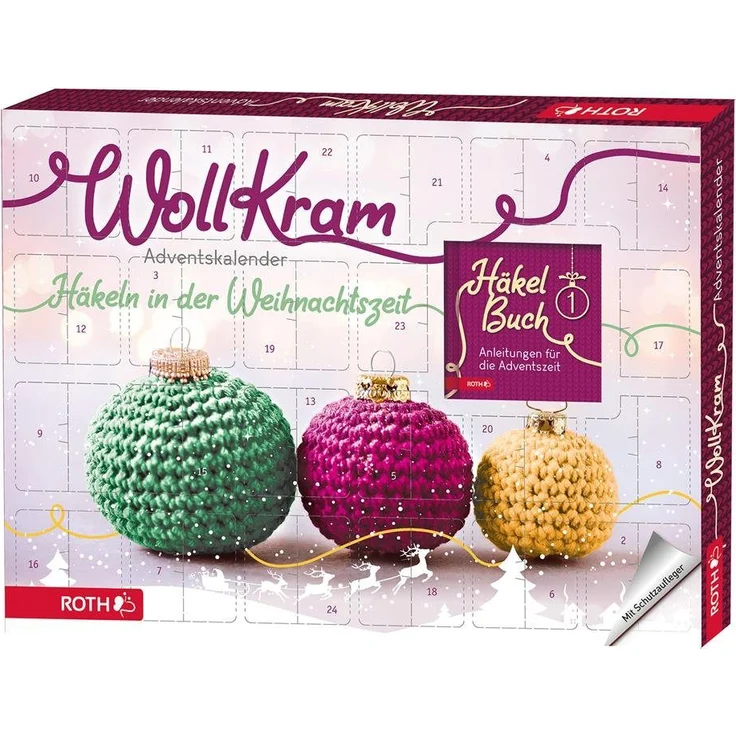 Roth Adventskalender WollKram, mit Garnknäule, Häkelnadel und Füllmaterial, für Erwachsene