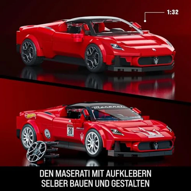 Mattel Brick Shop Hot Wheels Speed Serie Bauset Maserati MC20, 250 Teile, mit realistischen Details und individuellen Aufklebern, für Sammler und Kinder ab 10 Jahren, JFR90 – Bild 4