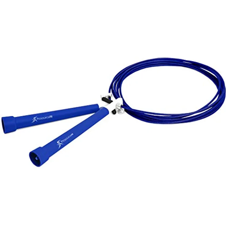 ProSource Speed Springseil 25,4 cm Länge verstellbar, Griffe Kunststoff, schnell Drehen für Cardio, Boxen, blau, 10-Feet