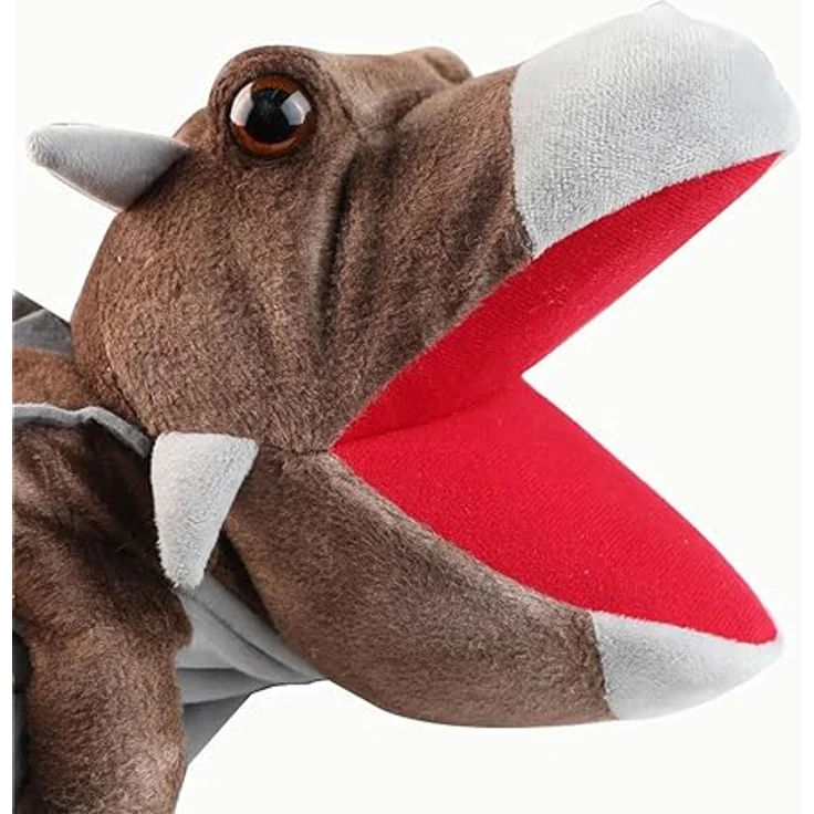 LOMTRATS Dinosaurier-Handpuppen Set, Triceratops und Tyrannosaurus Rex mit beweglichen Mündern, ca. 30 cm, für fantasievolles Spiel und Geschichtenerzählen – Bild 2