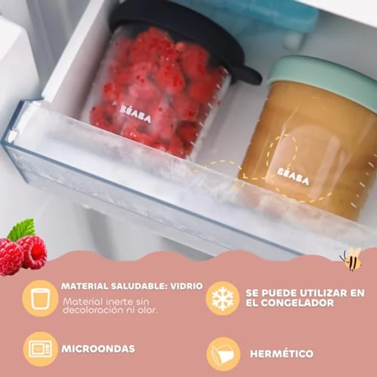 Beaba Aufbewahrungsbehälter 6er Pack aus Glas, 150 ml, hitzebeständig und gefriergeeignet, Sunrise – Bild 7