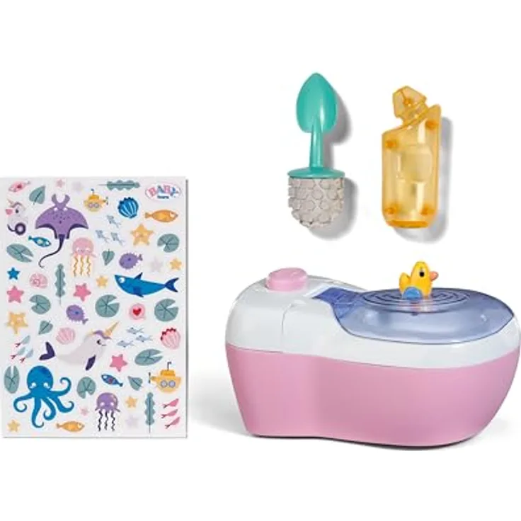 BABY Born Toilette für Puppen 36 und 43 cm, mit Geräuschfunktion, Zubehör und Unterwasserwelt-Stickern