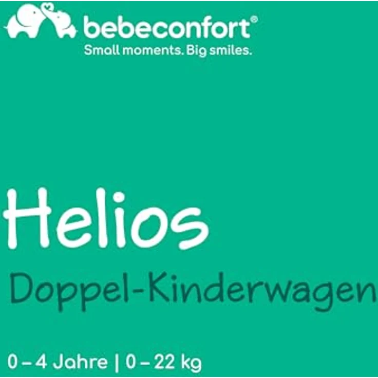 Bebeconfort Helios Zwillingswagen, 2-in-1 Kinderwagen ab Geburt, 0–22 kg, 2 gegenüberliegende Sitze, All-Terrain-Räder, kompakt zusammenklappbar, schützendes Verdeck, Mineral Graphite – Bild 2