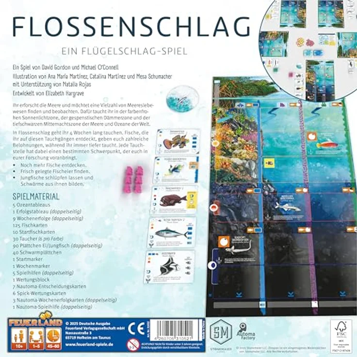Feuerland Spiele Flossenschlag Brettspiel, Einsteigervariante für Flügelschlag, für 1 bis 5 Spielende – Bild 3