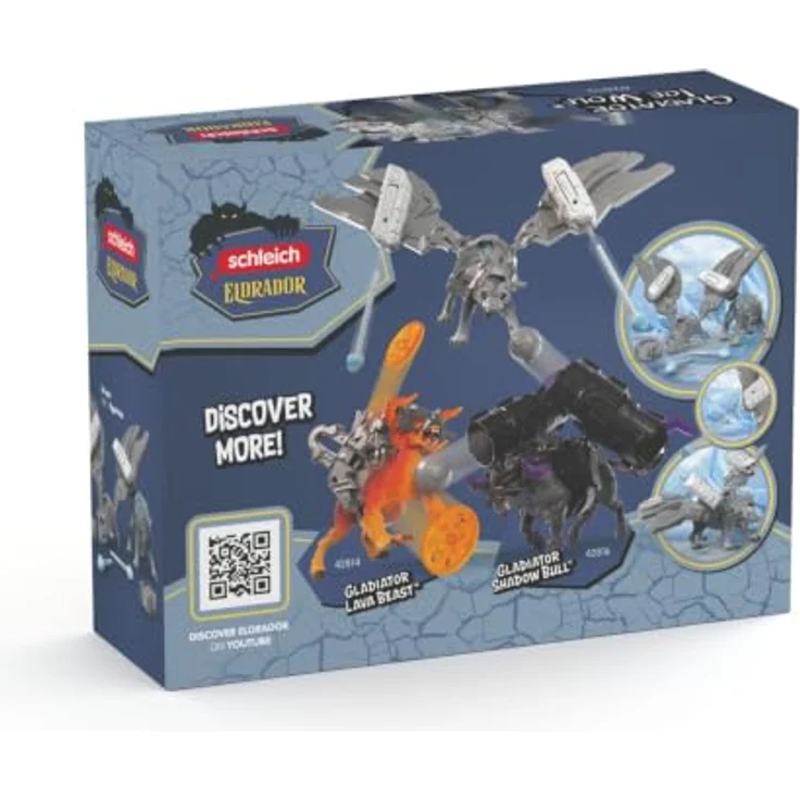 Schleich 42815 Gladiator Ice Wolf, Spielzeugfigur mit Schussfunktion und zwei Eisenflügeln – Bild 8