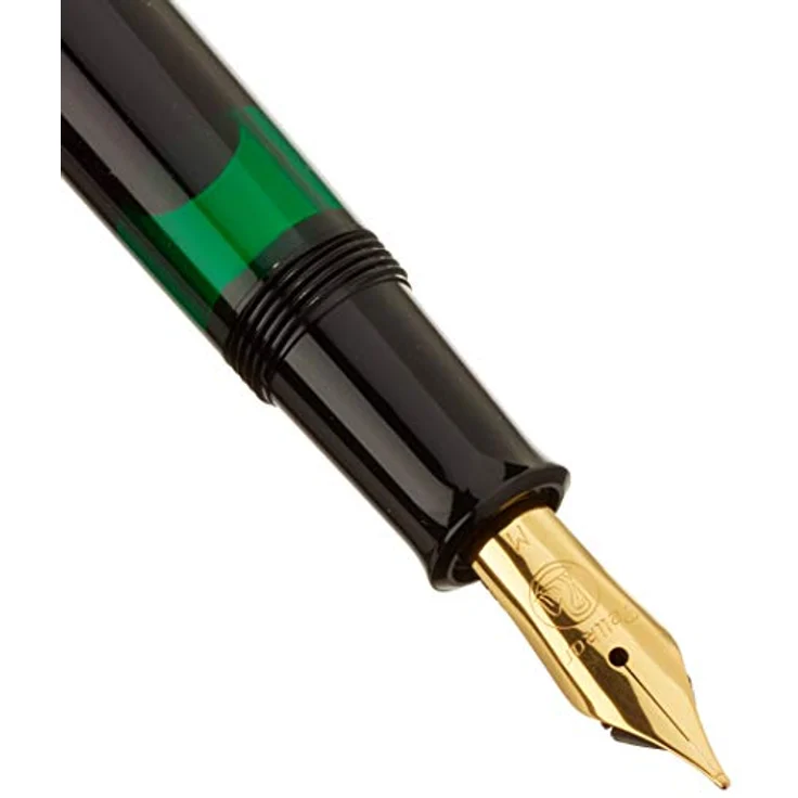 Pelikan Classic M 200, Kolbenfüllhalter mit vergoldeter Edelstahlfeder und schwarzem Edelharz-Schaft – Bild 3