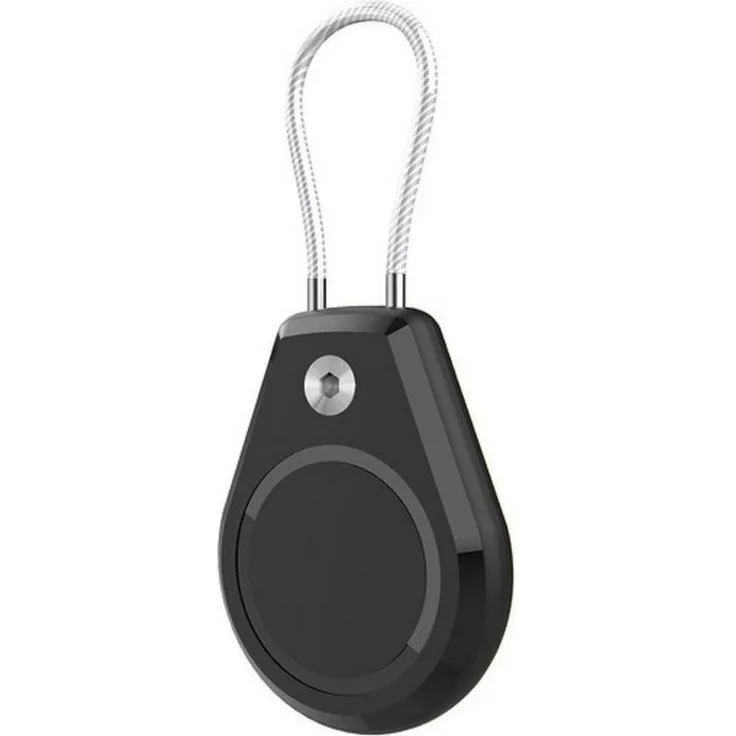 COFI 1453 Schlüsselanhänger Wasserdichte Schutzhülle für Apple AirTag mit Stahlkabel, schwarz, IPX8, universell einsetzbar