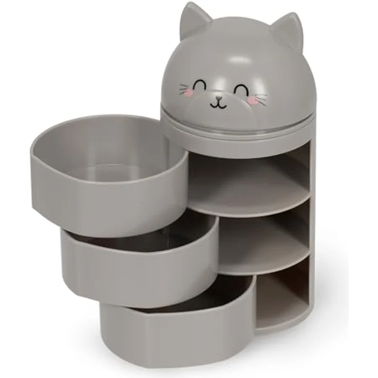 Legami Aww-Rganiser Kitty Katze, Federmäppchen und Schreibtisch Organizer mit Schiebedeckel und 3 Schubladen, 16 x 8,2 cm – Bild 2