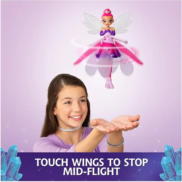 Spin Master Crystal Flyers Fliegende Fee 15 cm, rosa, interaktive fliegende Puppe mit Sensor und USB-Ladefunktion – Bild 4